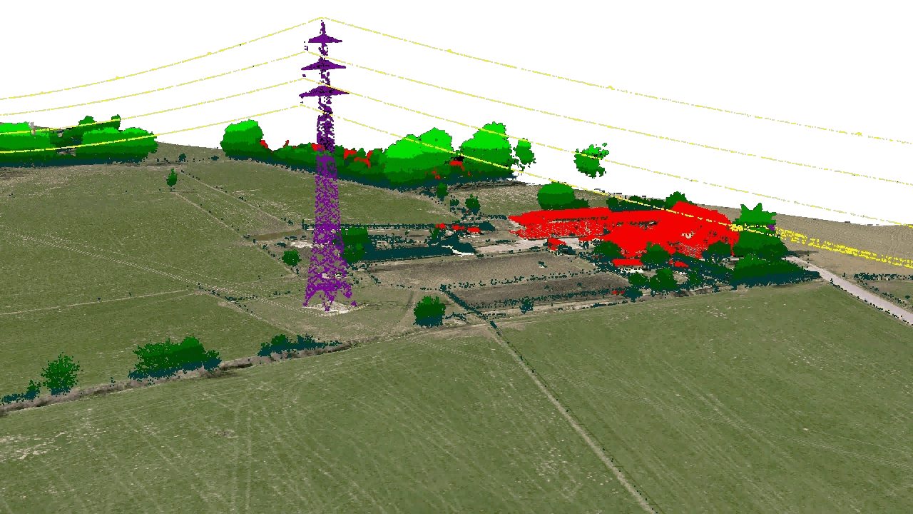 Punktwolke Stromleitung 3D Punktwolke einer Stromleitung