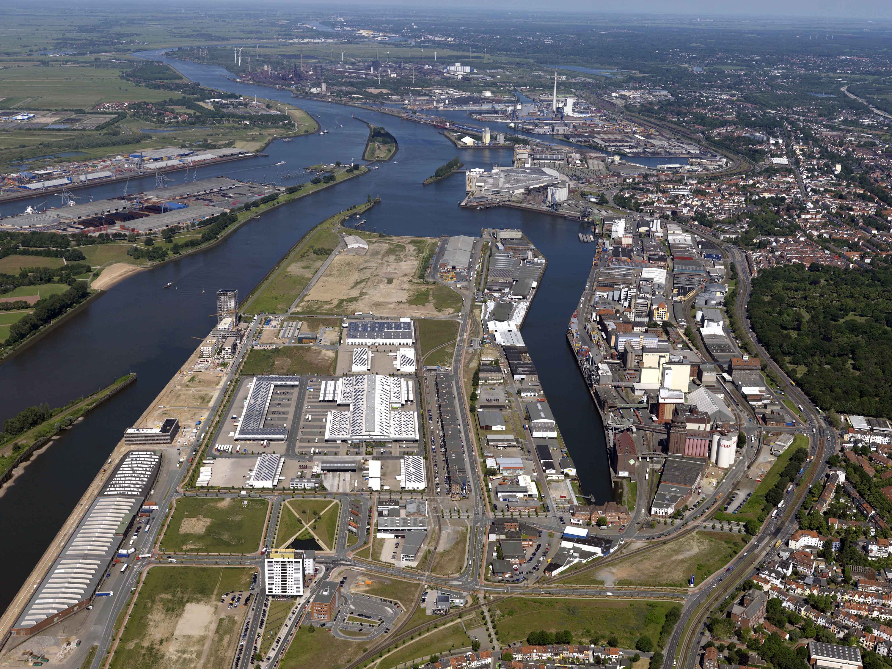 Hafen Schrägaufnahme eines Hafens